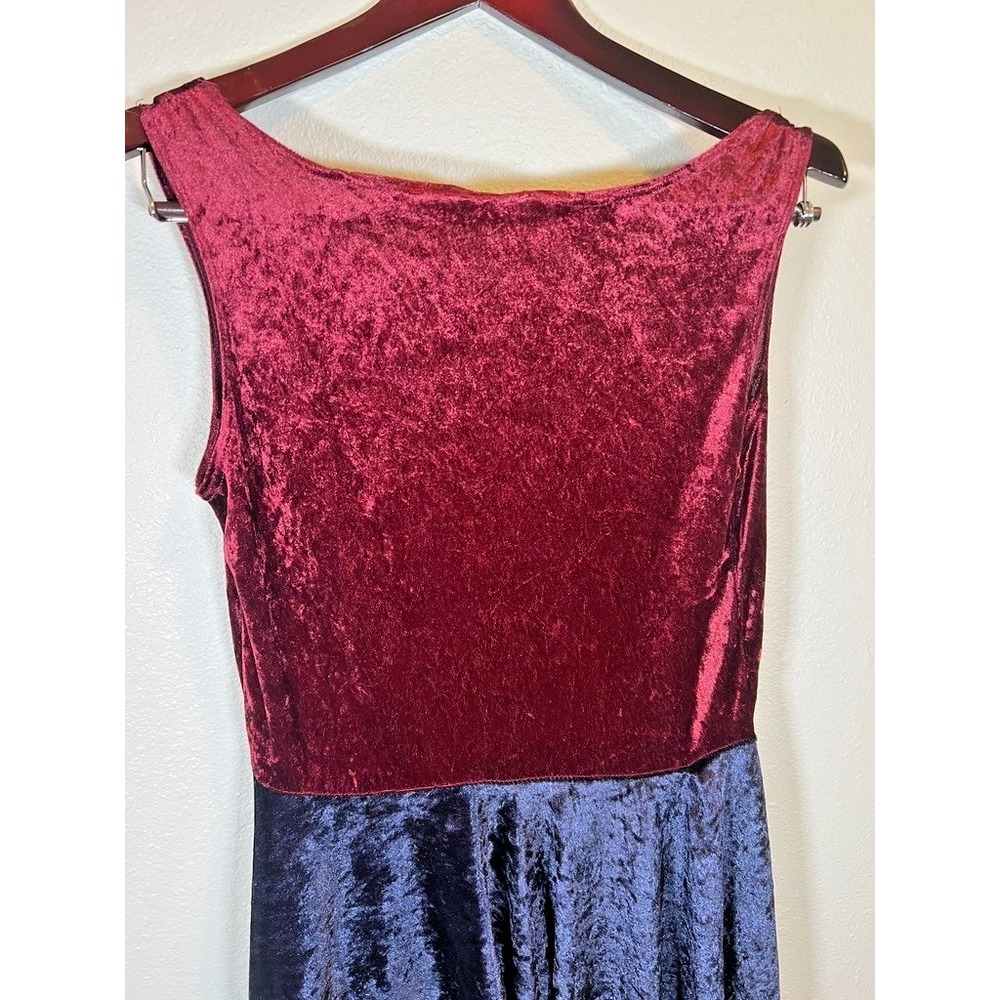 Dark Fairy Costume Overdress Burgundy & Blue Velvet Lace Up Fantasy Ren Faire - Picture 8 of 10